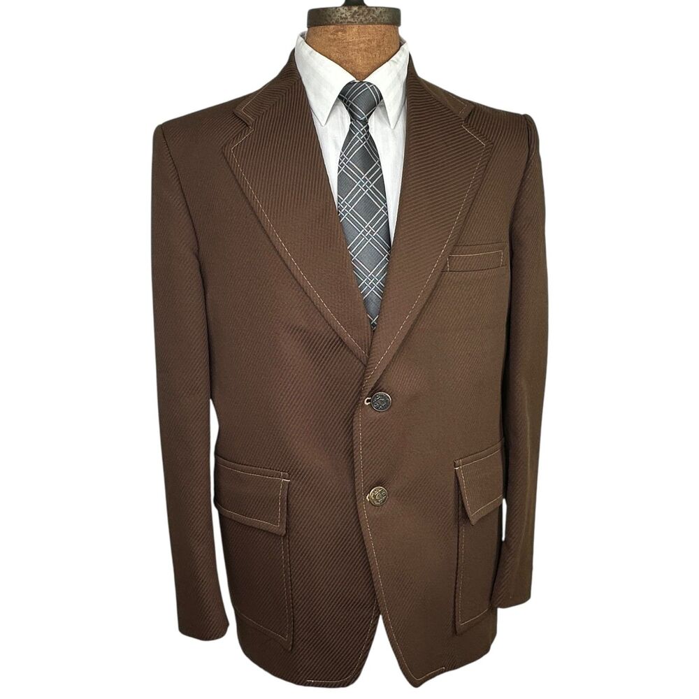 Towncraft Suit Jacket Leisure Blazer Sport Coat Vtg 60s 70s Disco Mod Mens 44R